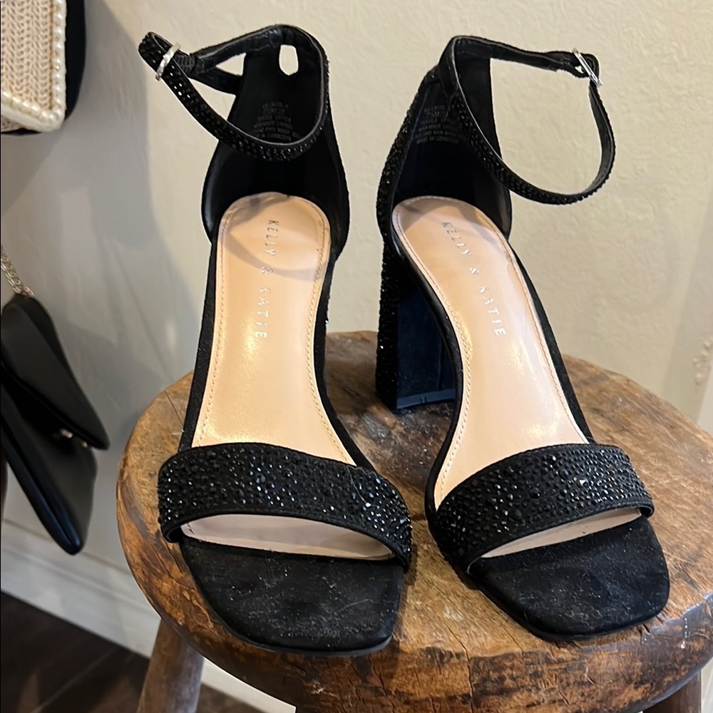 Kelly & Katie Black Crystal Heels